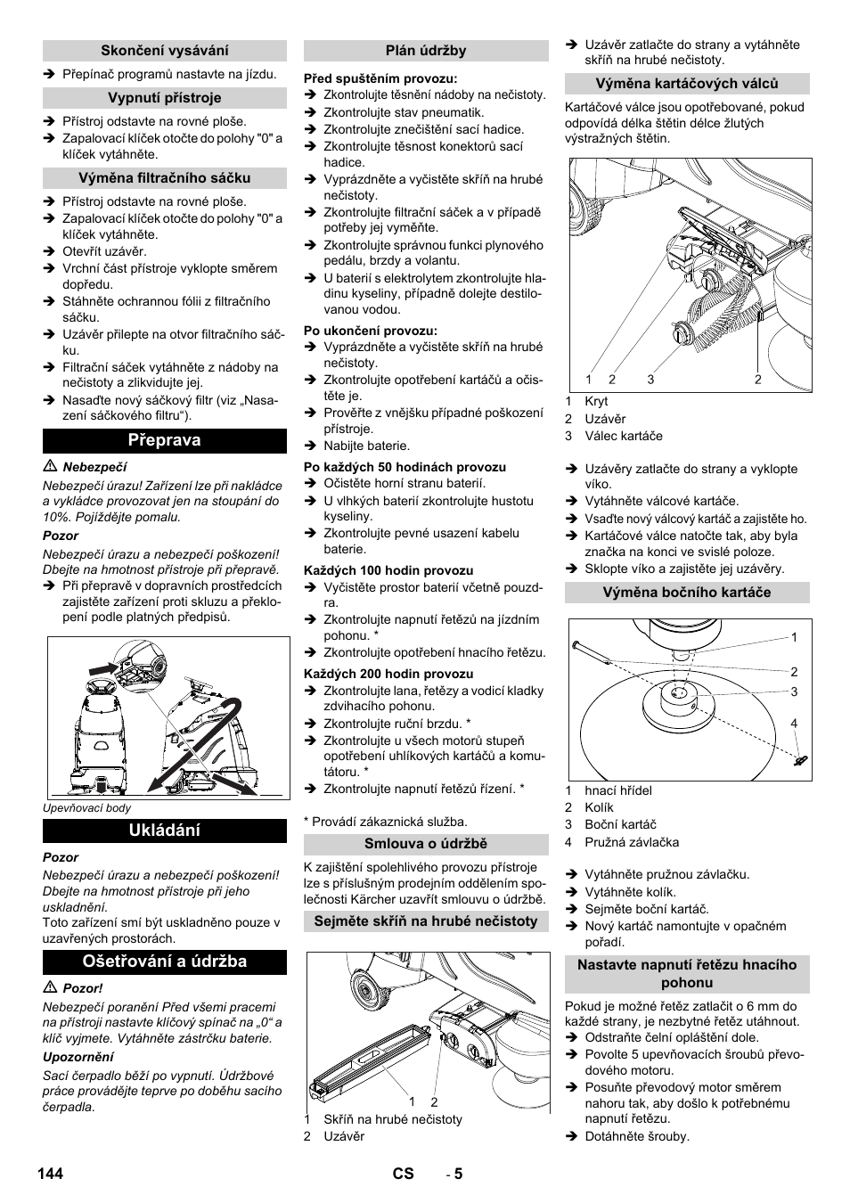 Přeprava ukládání ošetřování a údržba | Karcher CV 60-2 RS User Manual | Page 144 / 250