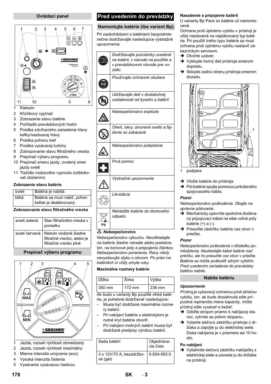 Pred uvedením do prevádzky | Karcher CV 60-2 RS User Manual | Page 178 / 250