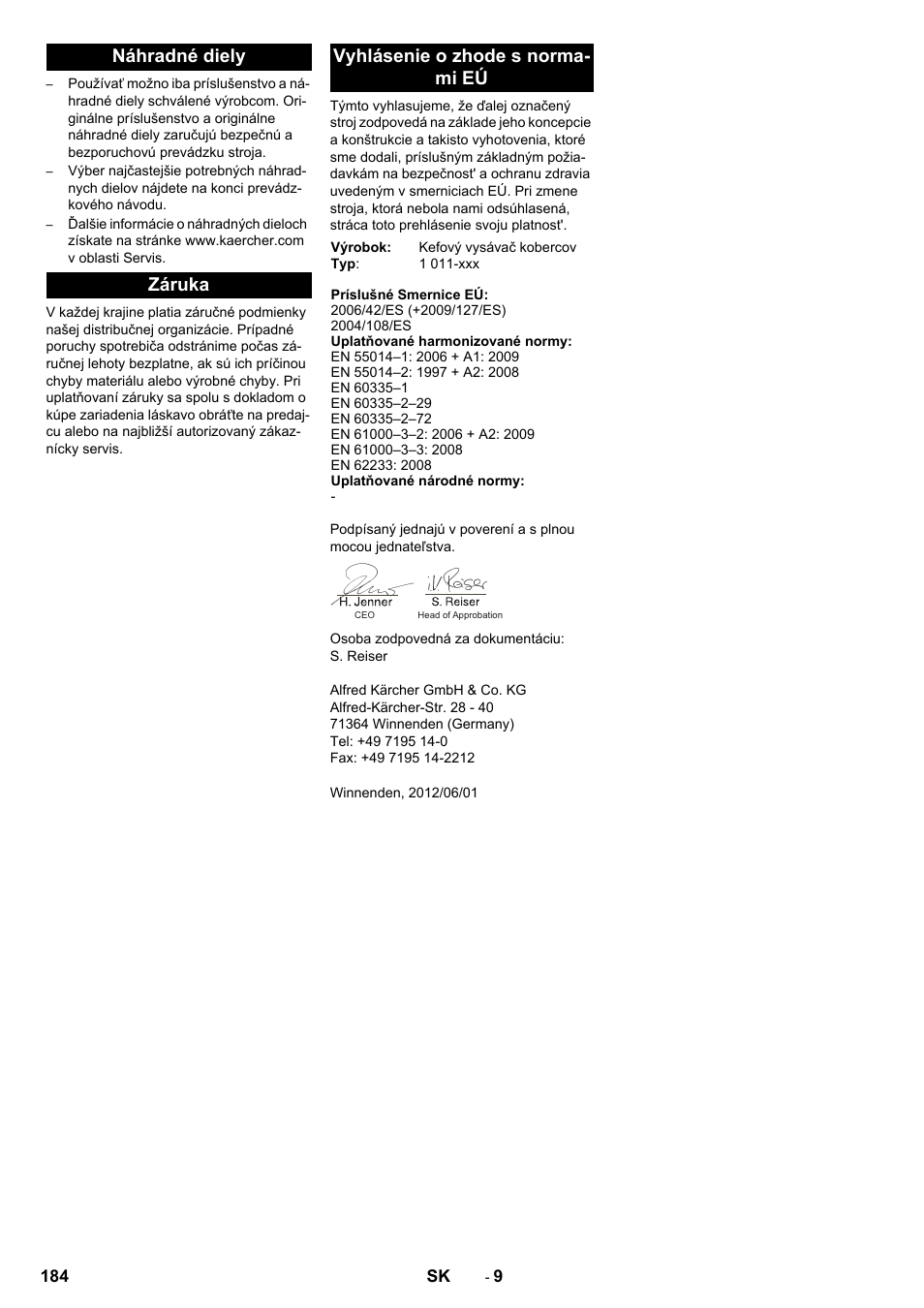 Karcher CV 60-2 RS User Manual | Page 184 / 250