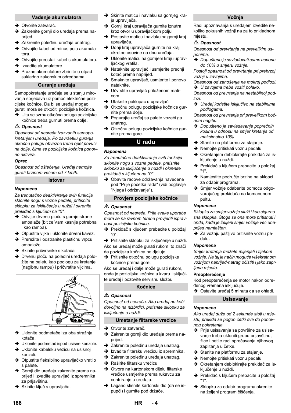 U radu | Karcher CV 60-2 RS User Manual | Page 188 / 250