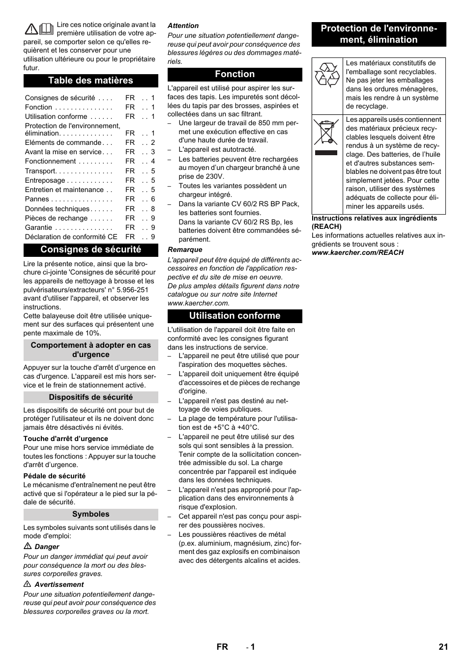 Karcher CV 60-2 RS User Manual | Page 21 / 250