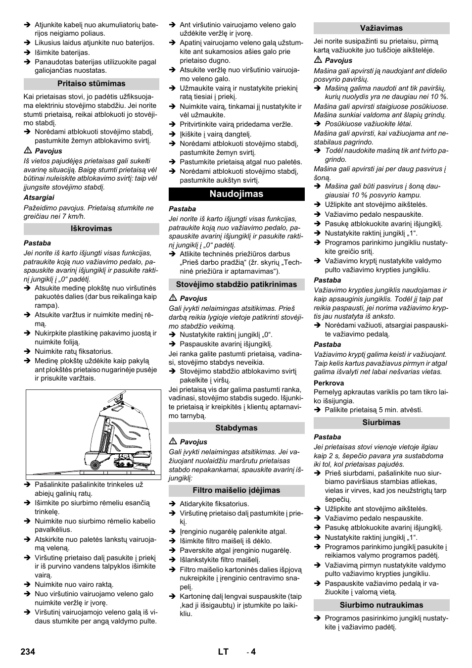 Naudojimas | Karcher CV 60-2 RS User Manual | Page 234 / 250