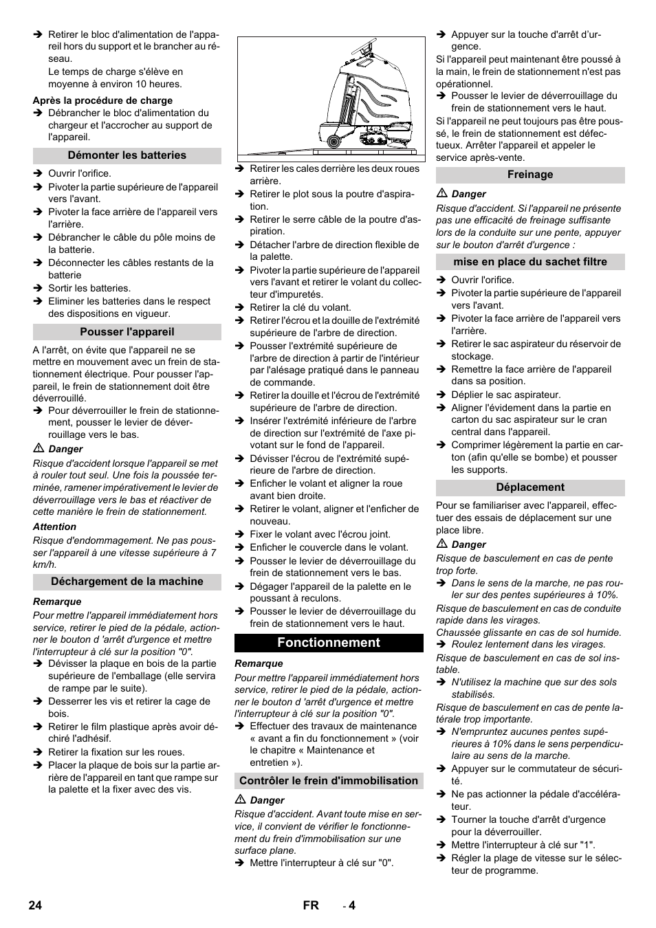 Fonctionnement | Karcher CV 60-2 RS User Manual | Page 24 / 250