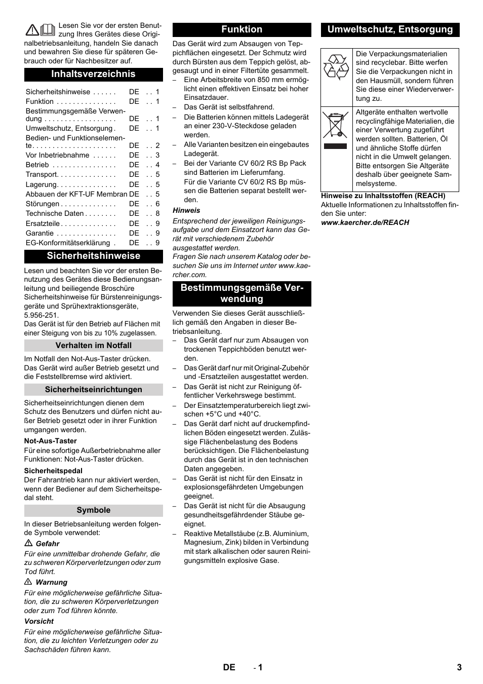 Karcher CV 60-2 RS User Manual | Page 3 / 250