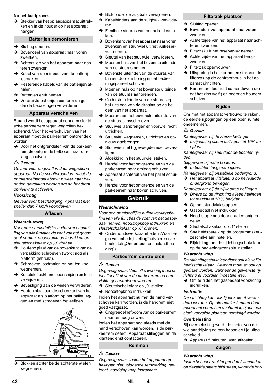 Gebruik | Karcher CV 60-2 RS User Manual | Page 42 / 250