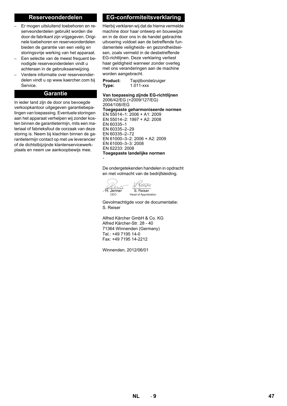 Karcher CV 60-2 RS User Manual | Page 47 / 250