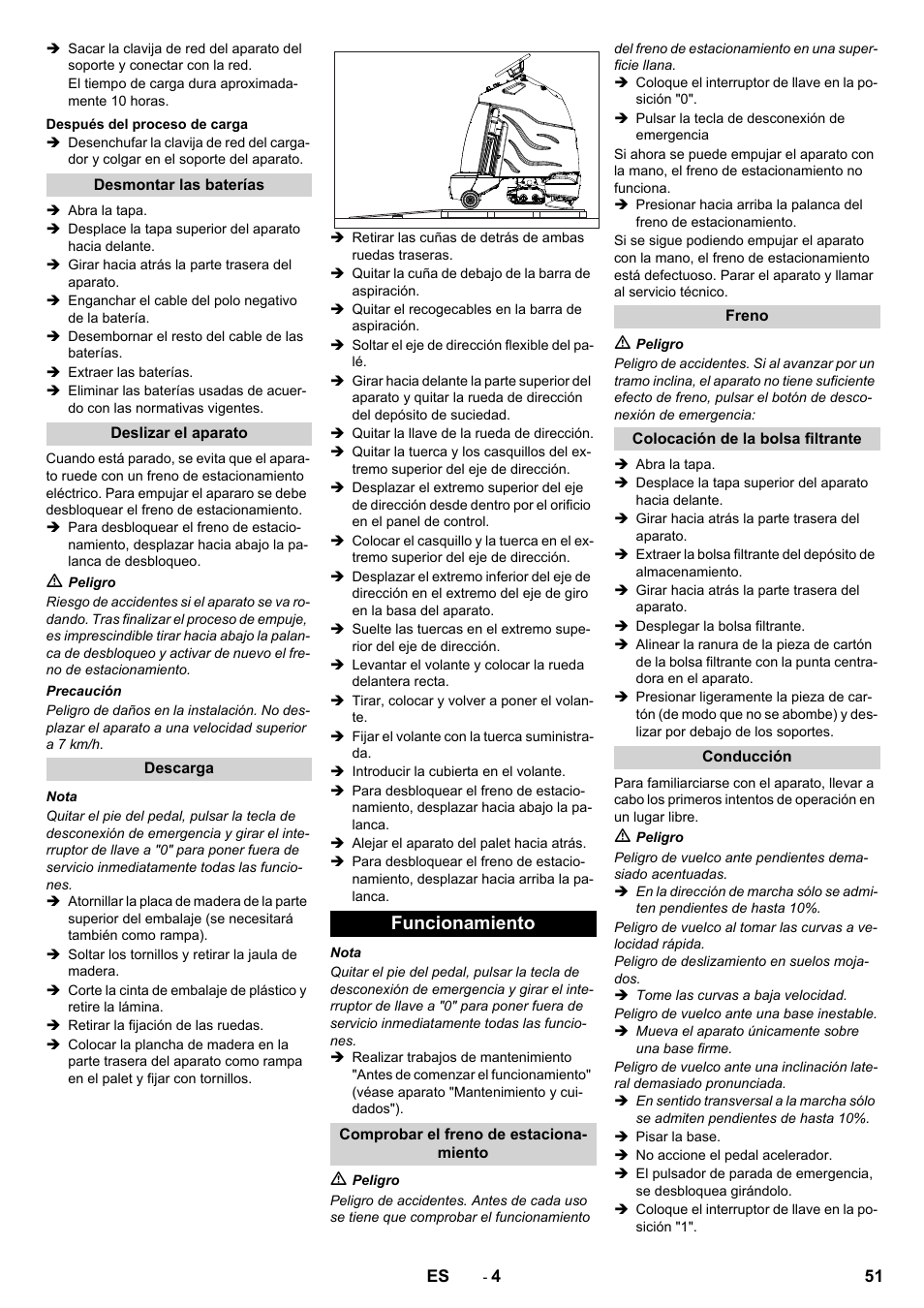 Funcionamiento | Karcher CV 60-2 RS User Manual | Page 51 / 250