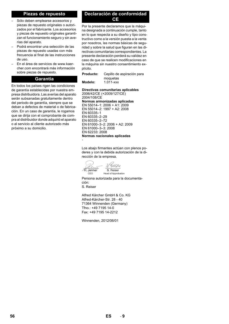 Karcher CV 60-2 RS User Manual | Page 56 / 250