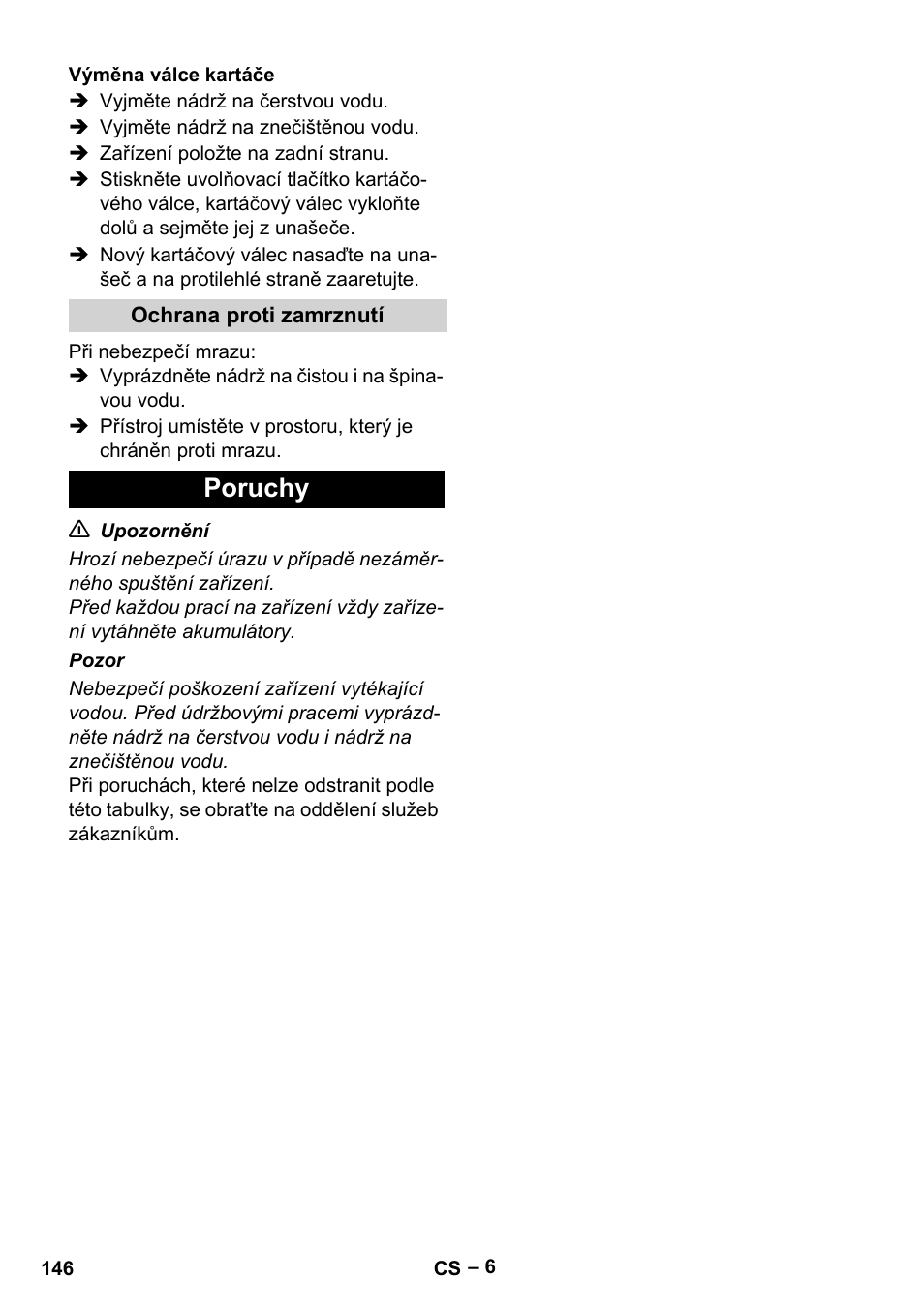 Poruchy | Karcher BR 30-4 C Bp Pack User Manual | Page 146 / 252