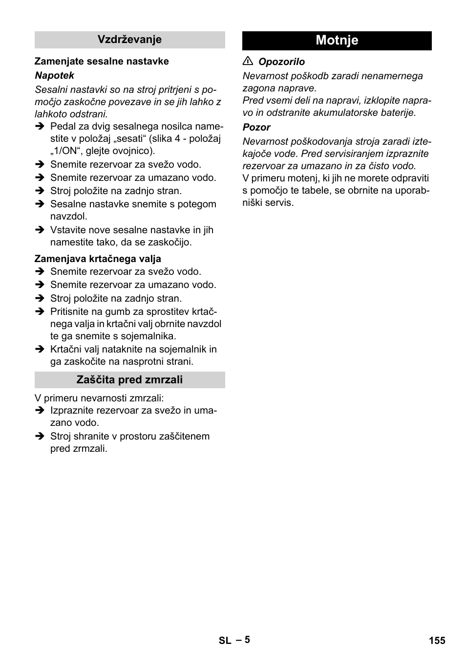 Motnje | Karcher BR 30-4 C Bp Pack User Manual | Page 155 / 252