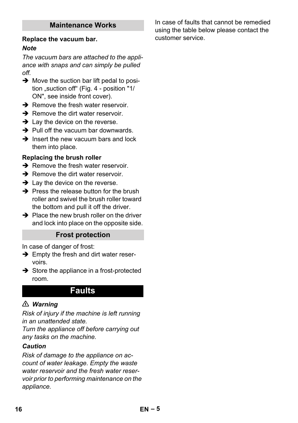 Faults | Karcher BR 30-4 C Bp Pack User Manual | Page 16 / 252