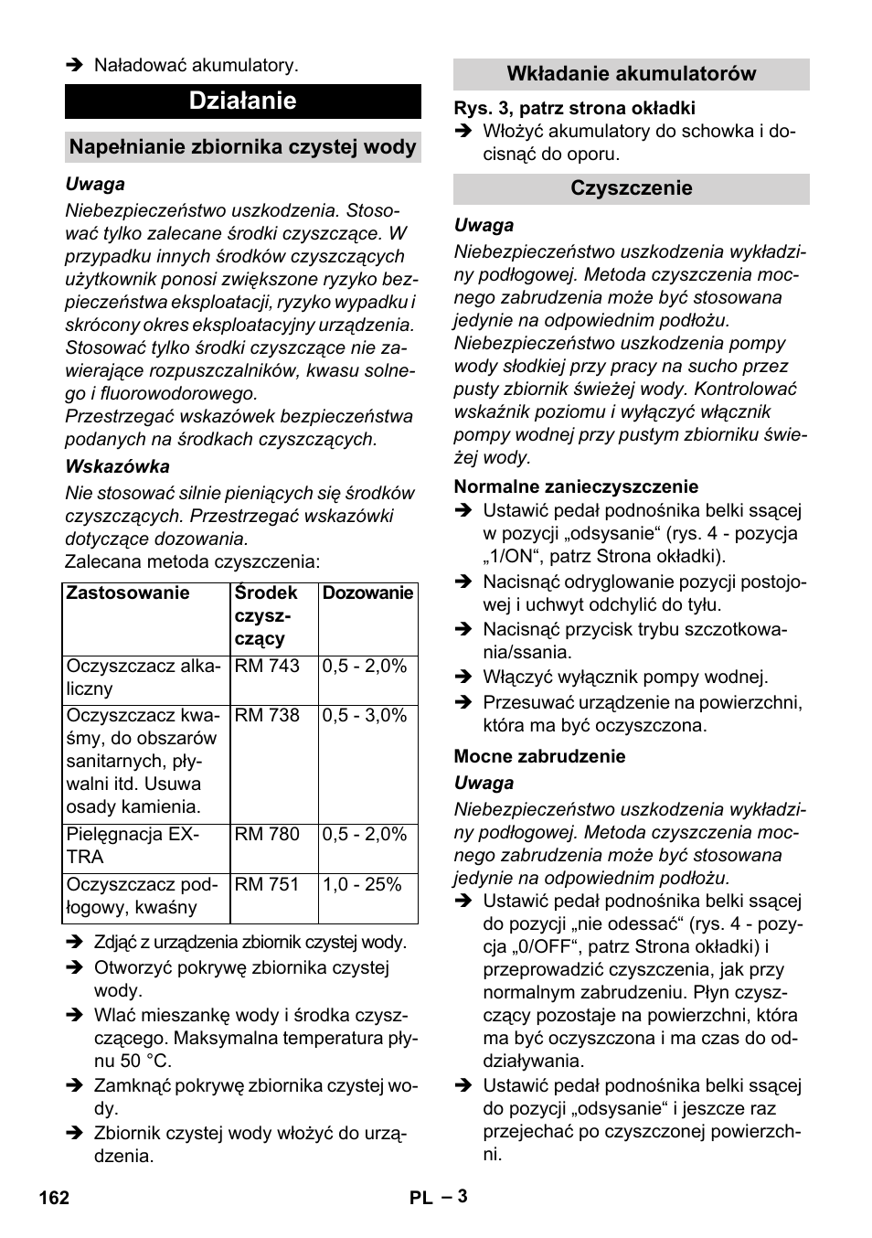 Działanie | Karcher BR 30-4 C Bp Pack User Manual | Page 162 / 252