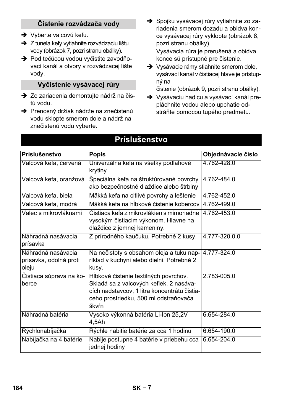 Príslušenstvo | Karcher BR 30-4 C Bp Pack User Manual | Page 184 / 252