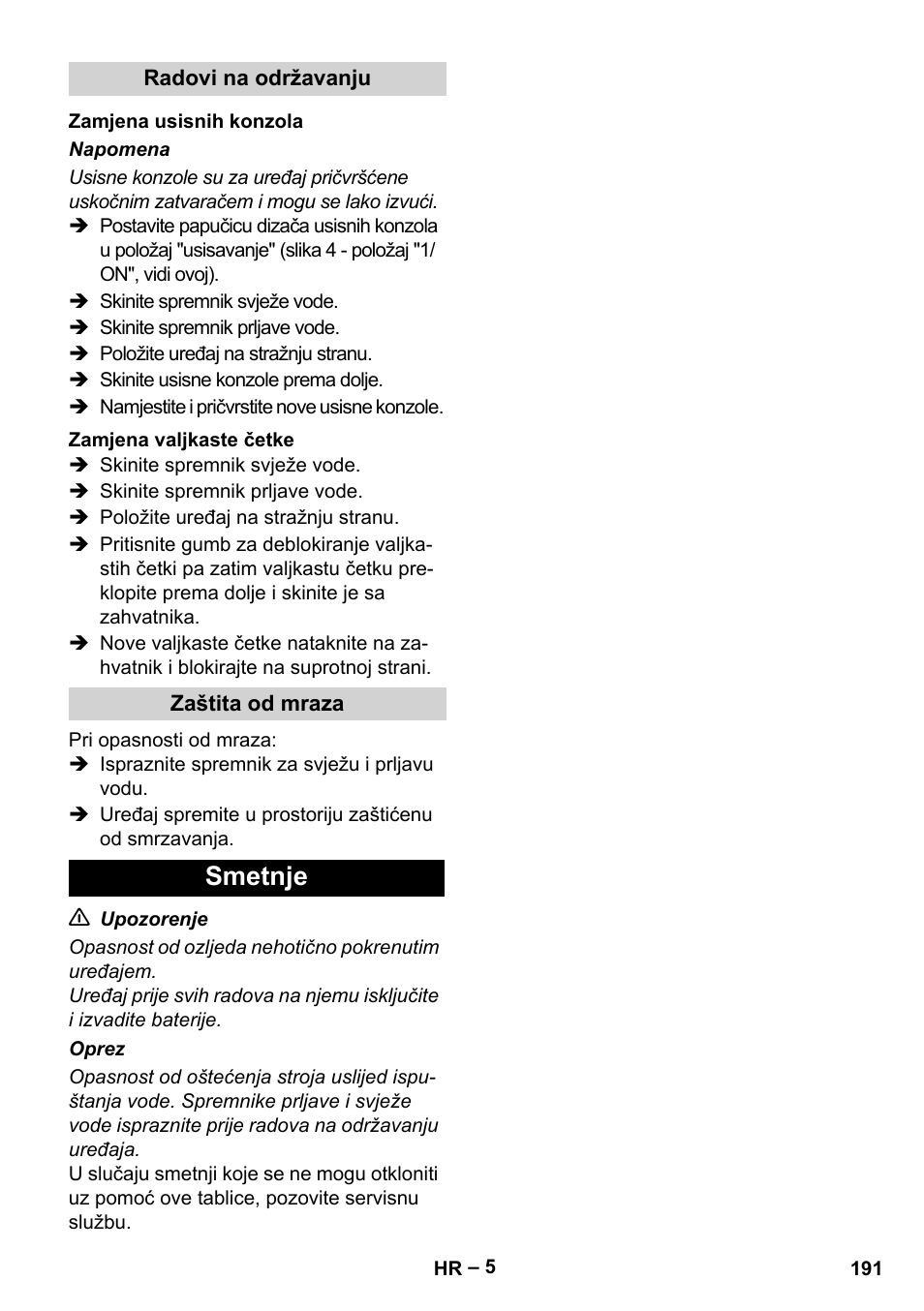 Smetnje | Karcher BR 30-4 C Bp Pack User Manual | Page 191 / 252