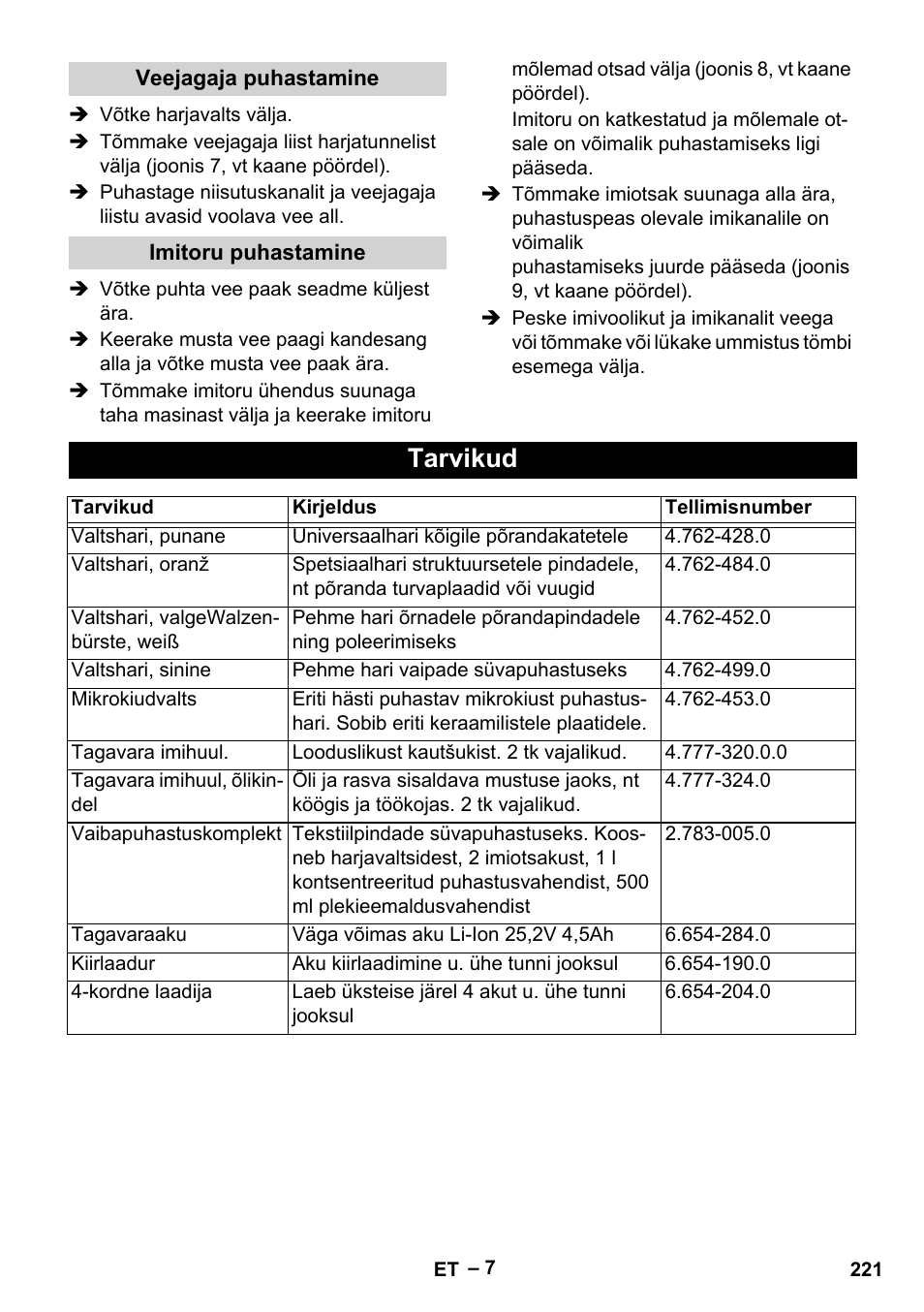 Tarvikud | Karcher BR 30-4 C Bp Pack User Manual | Page 221 / 252