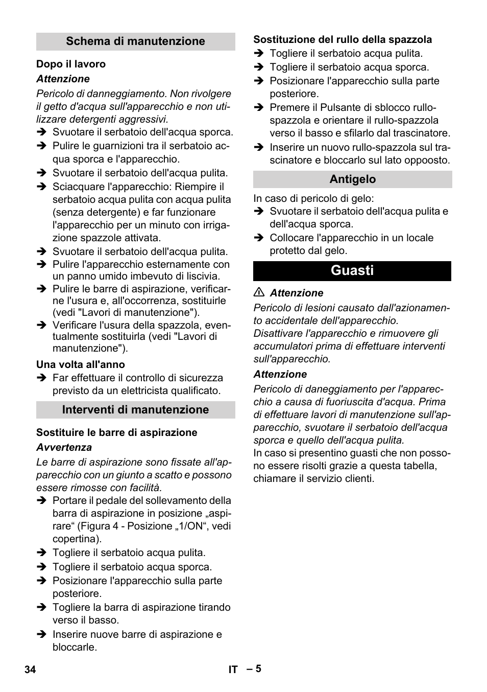 Guasti | Karcher BR 30-4 C Bp Pack User Manual | Page 34 / 252