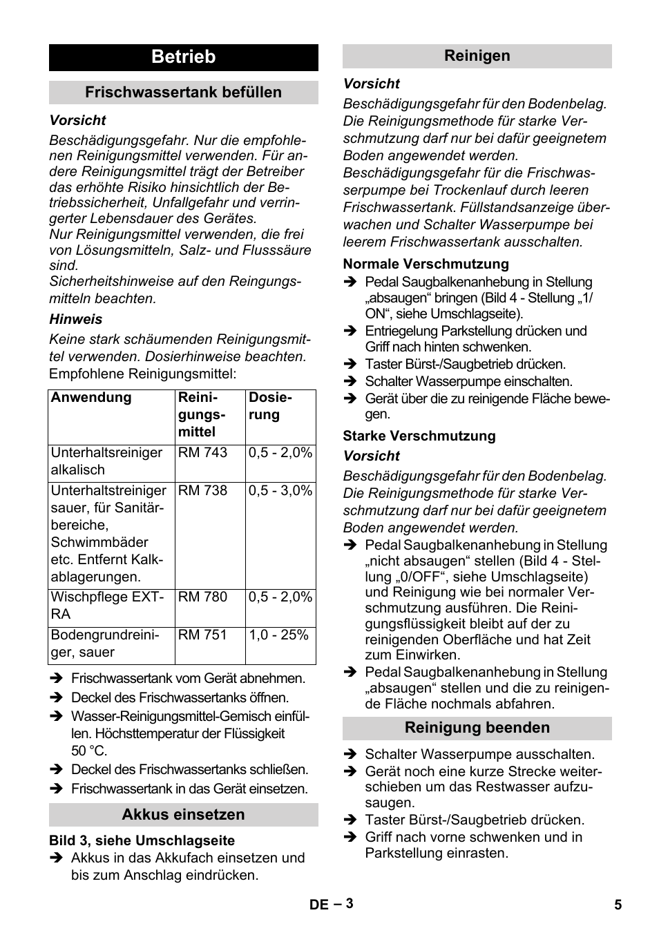 Betrieb | Karcher BR 30-4 C Bp Pack User Manual | Page 5 / 252