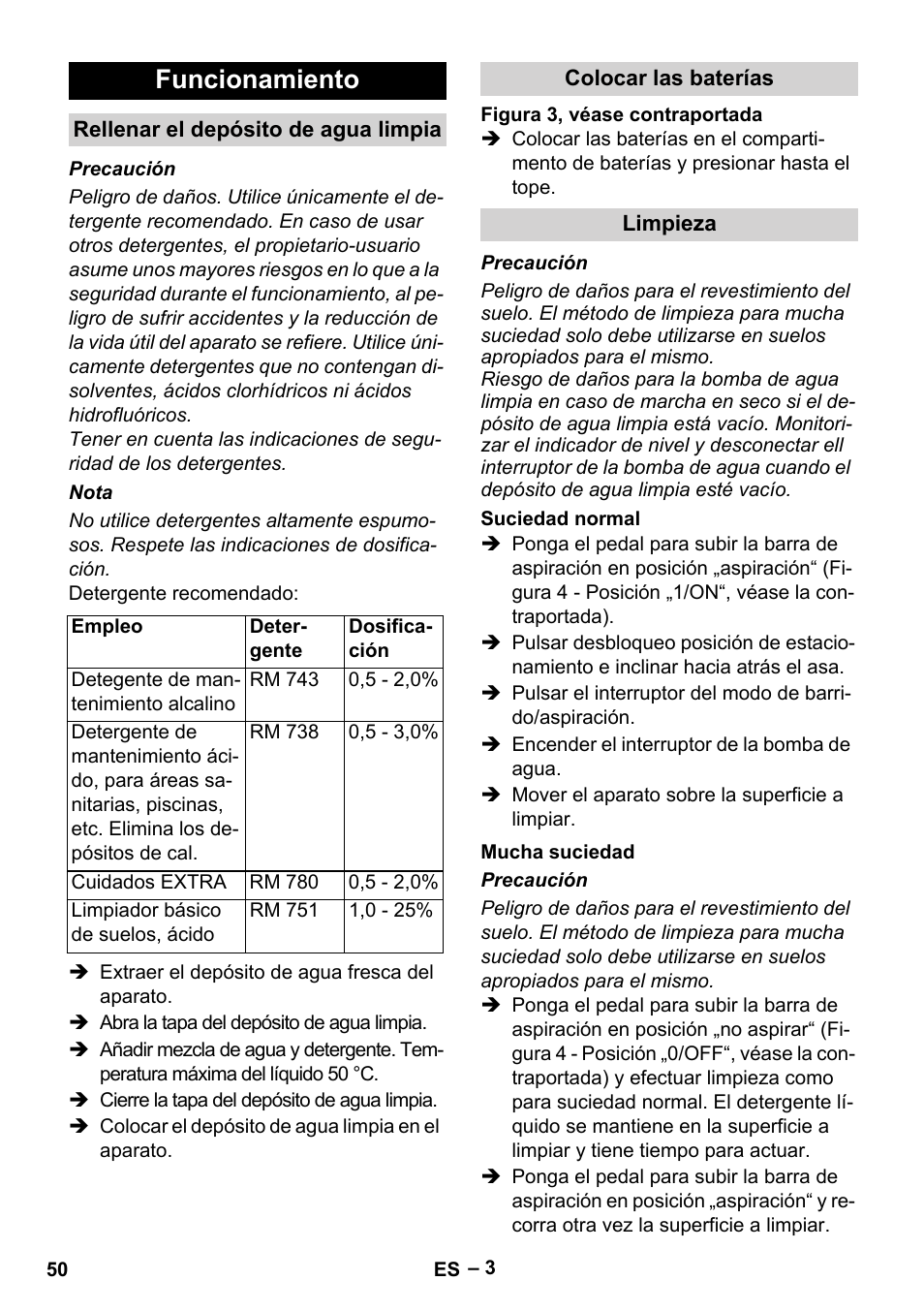 Funcionamiento | Karcher BR 30-4 C Bp Pack User Manual | Page 50 / 252