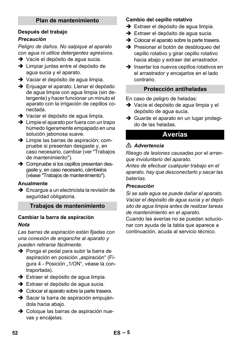Averías | Karcher BR 30-4 C Bp Pack User Manual | Page 52 / 252