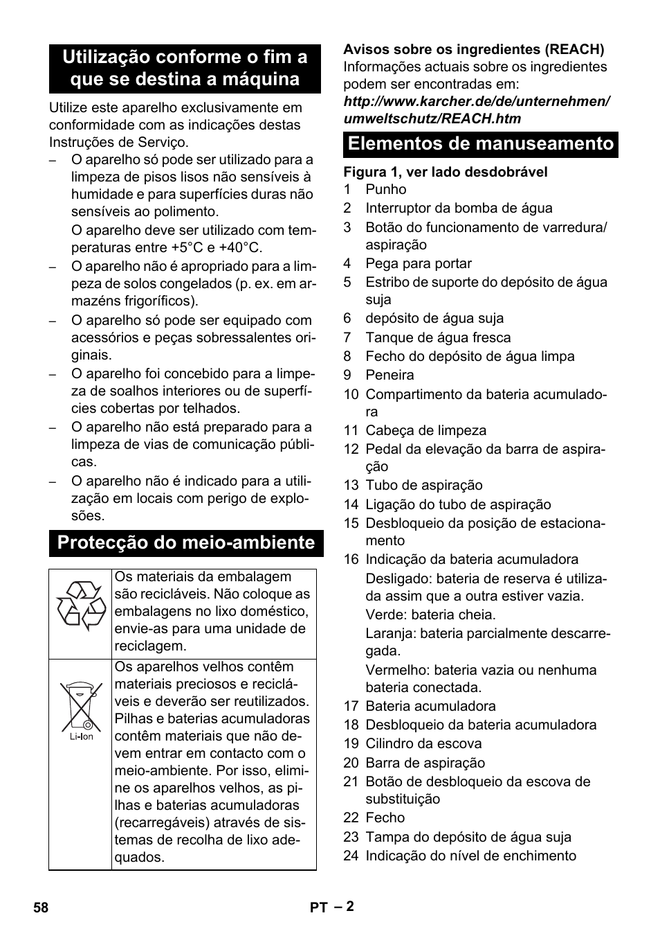 Elementos de manuseamento | Karcher BR 30-4 C Bp Pack User Manual | Page 58 / 252