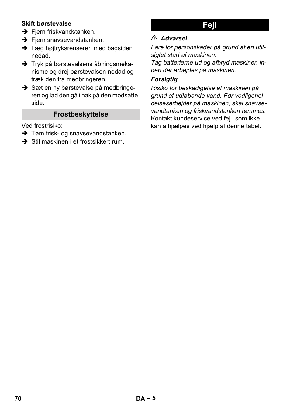 Fejl | Karcher BR 30-4 C Bp Pack User Manual | Page 70 / 252