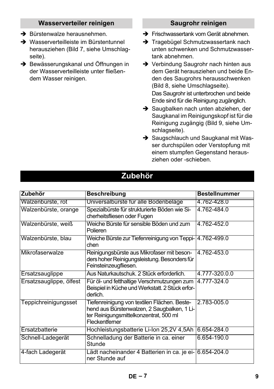 Zubehör | Karcher BR 30-4 C Bp Pack User Manual | Page 9 / 252