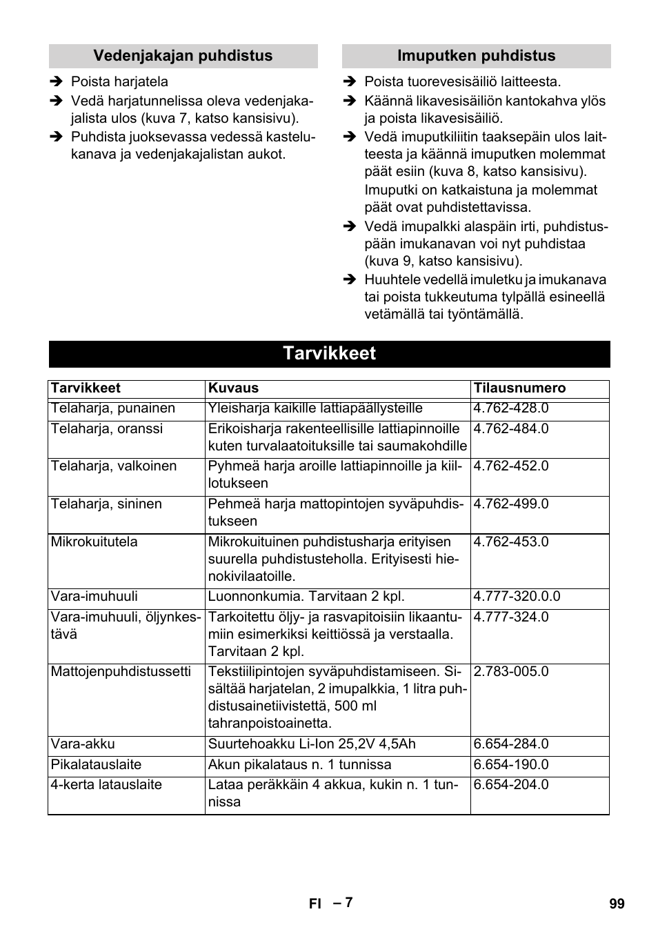 Tarvikkeet | Karcher BR 30-4 C Bp Pack User Manual | Page 99 / 252