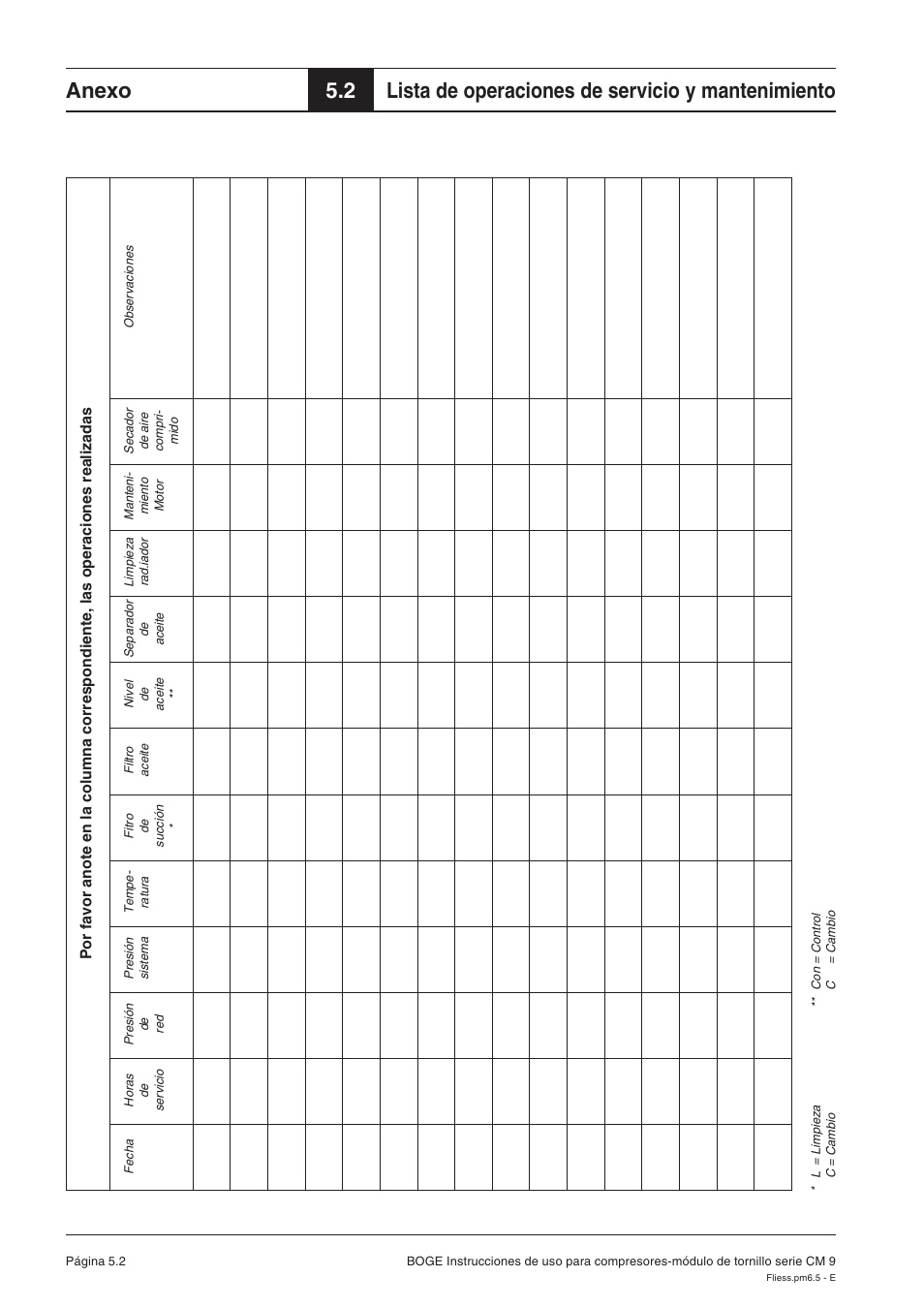 Anexo, 2 lista de operaciones de servicio y mantenimiento | Karcher HD 7-250 De Tr1 User Manual | Page 217 / 264