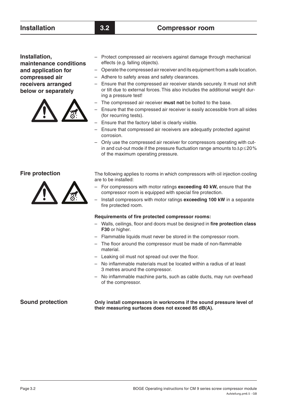 Installation, 2 compressor room | Karcher HD 7-250 De Tr1 User Manual | Page 66 / 264