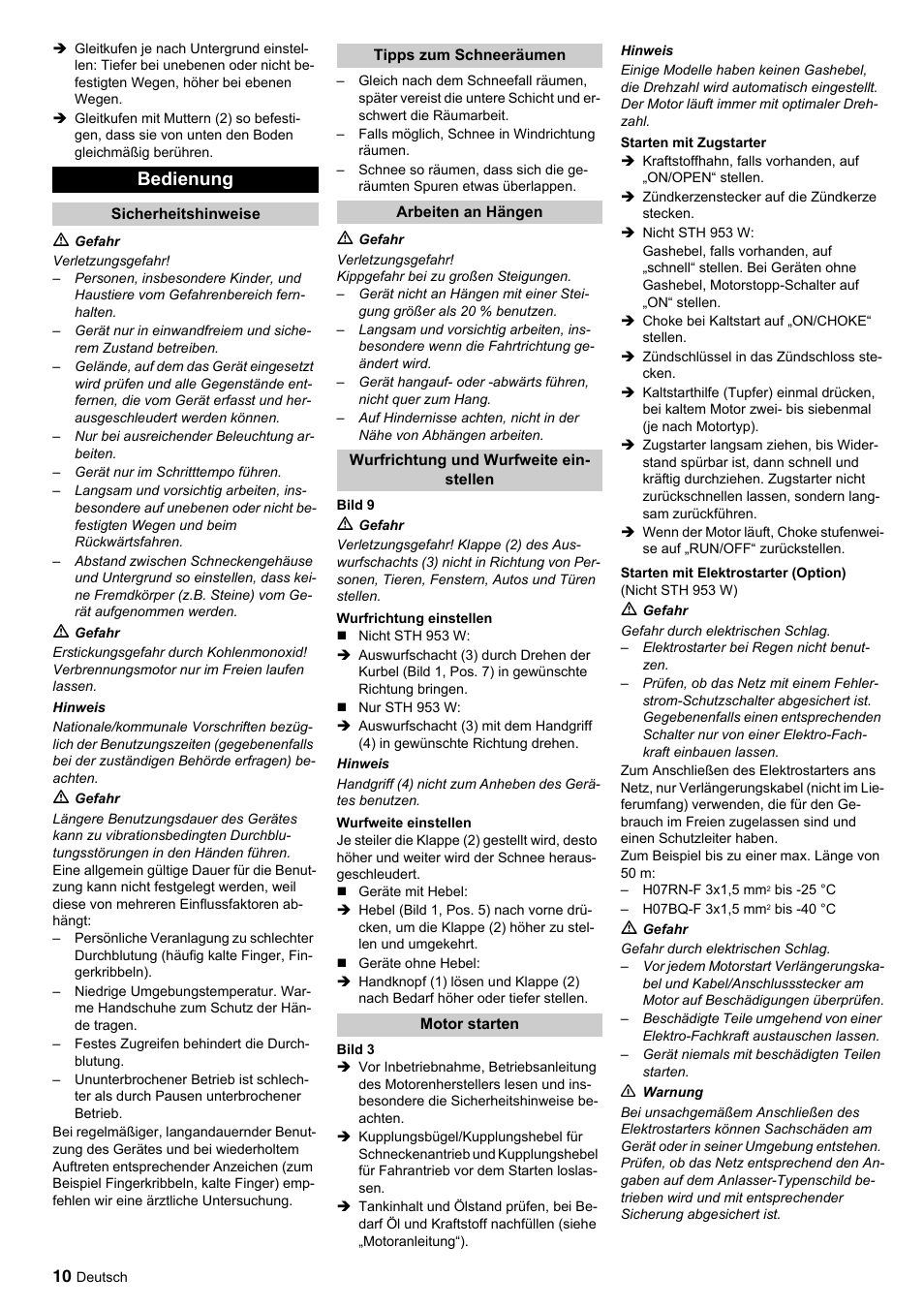 Bedienung | Karcher STH 10-76 W User Manual | Page 10 / 143