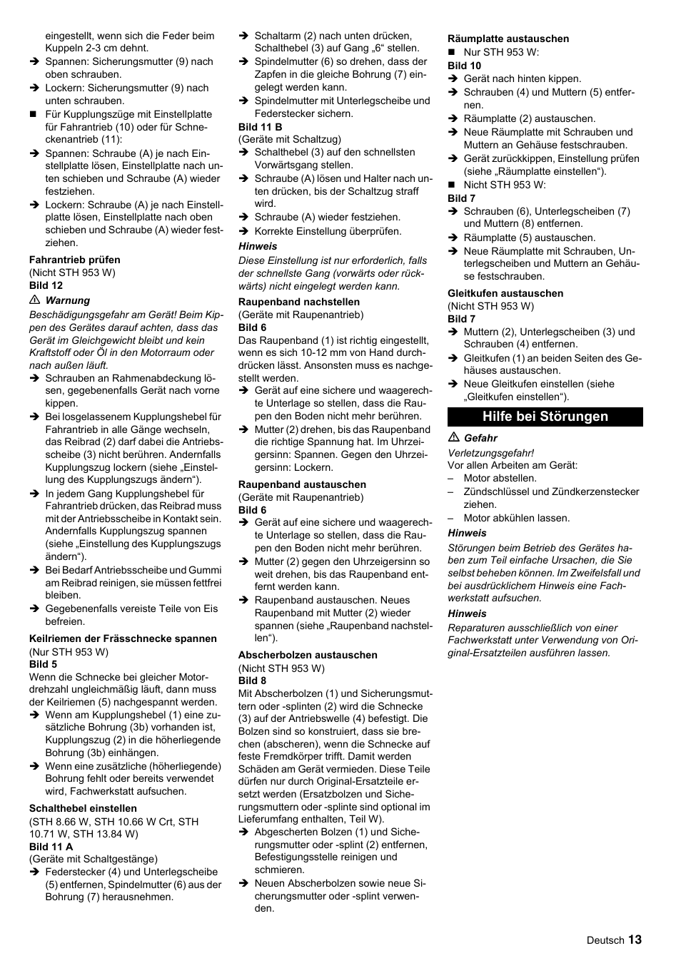 Hilfe bei störungen | Karcher STH 10-76 W User Manual | Page 13 / 143