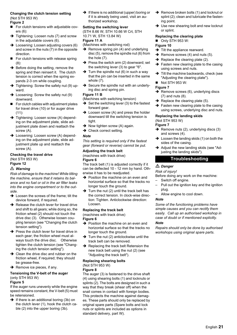 Troubleshooting | Karcher STH 10-76 W User Manual | Page 21 / 143