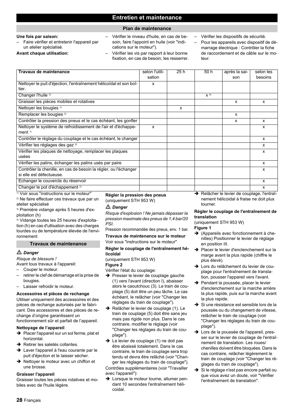 Entretien et maintenance | Karcher STH 10-76 W User Manual | Page 28 / 143