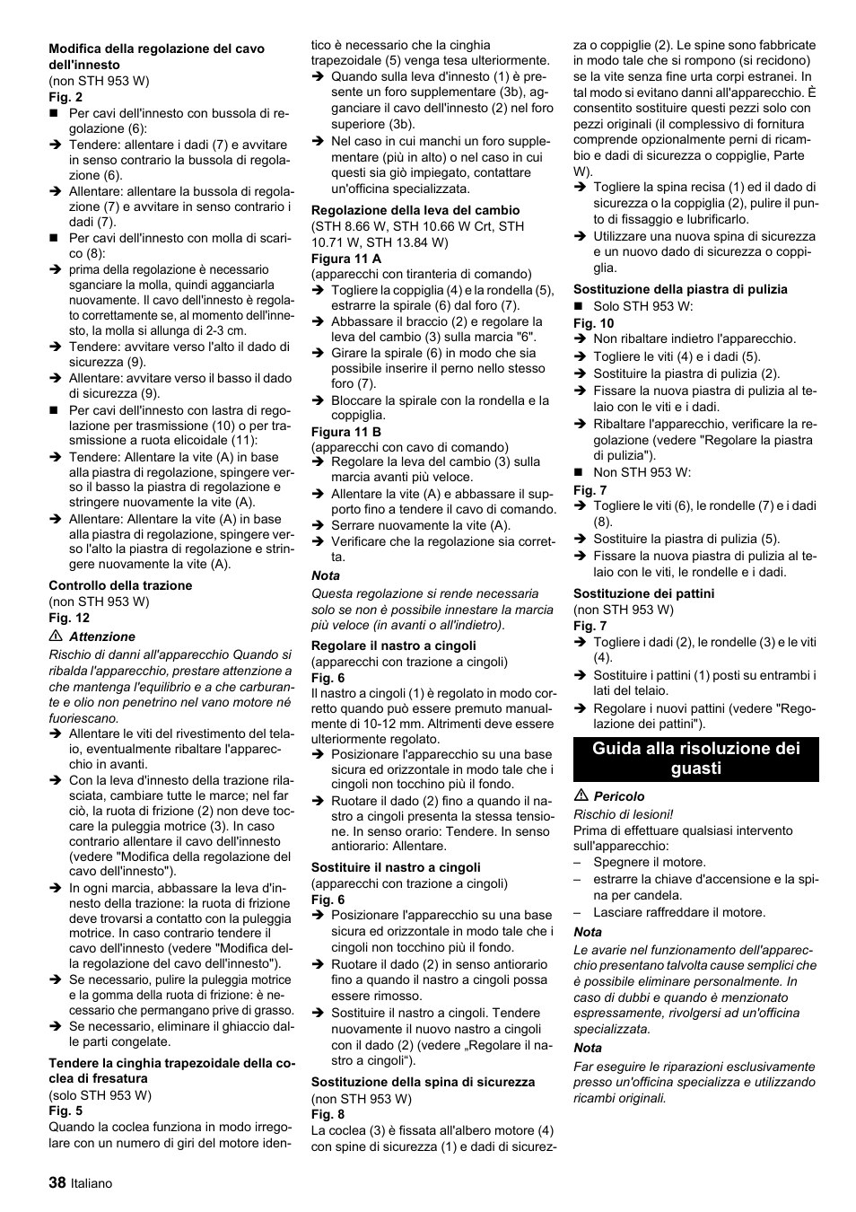 Guida alla risoluzione dei guasti | Karcher STH 10-76 W User Manual | Page 38 / 143