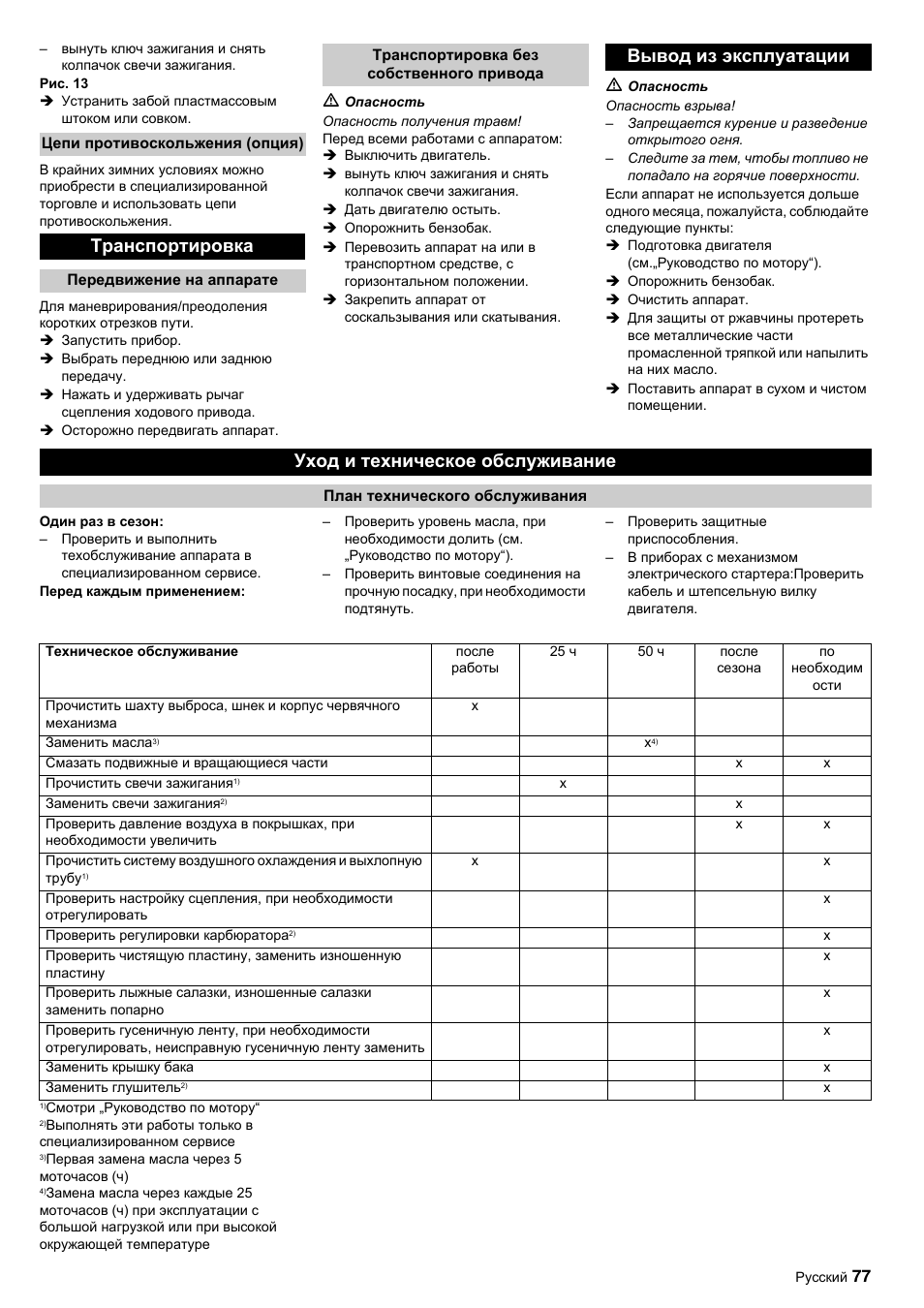 Транспортировка | Karcher STH 10-76 W User Manual | Page 77 / 143