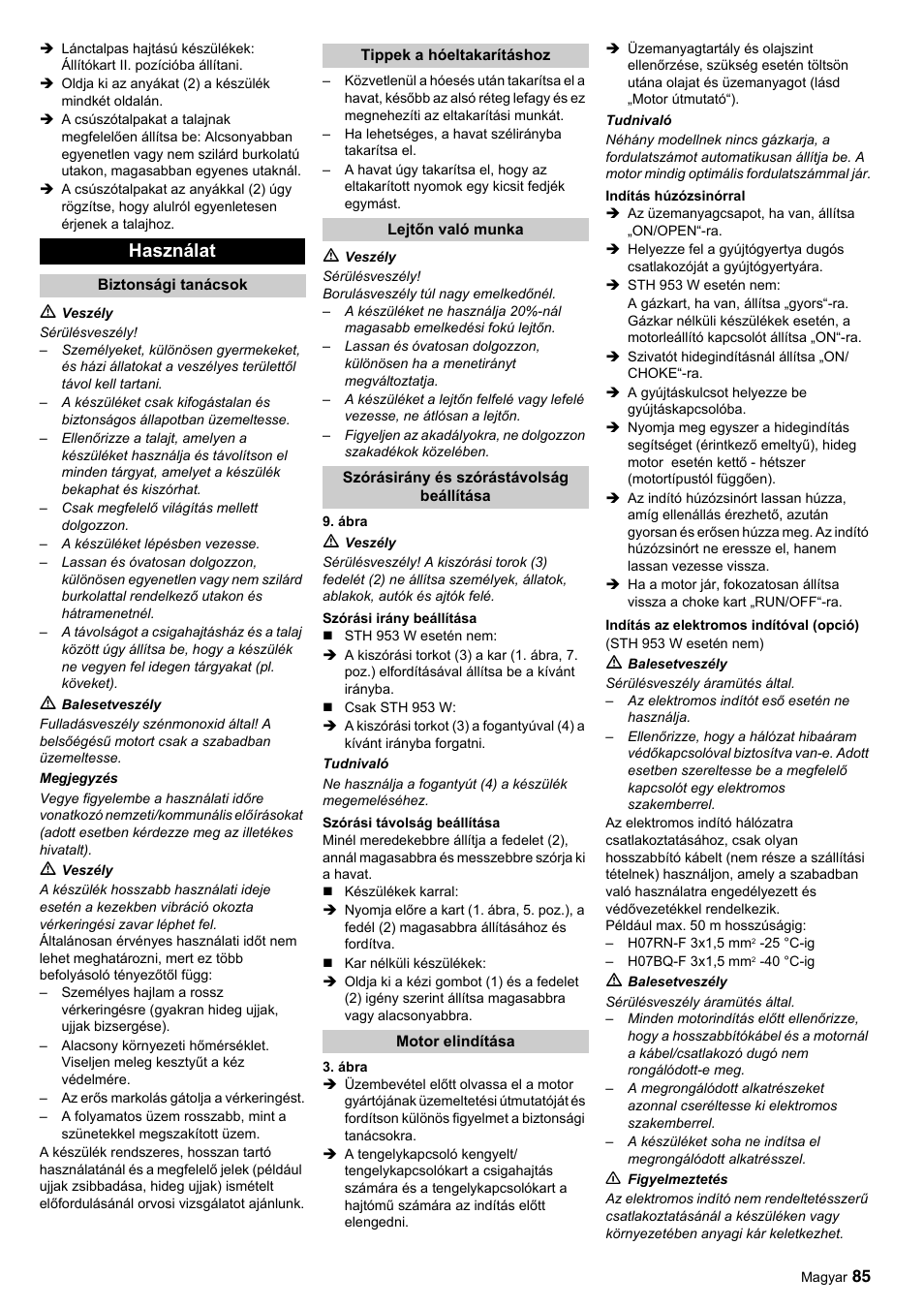 Használat | Karcher STH 10-76 W User Manual | Page 85 / 143