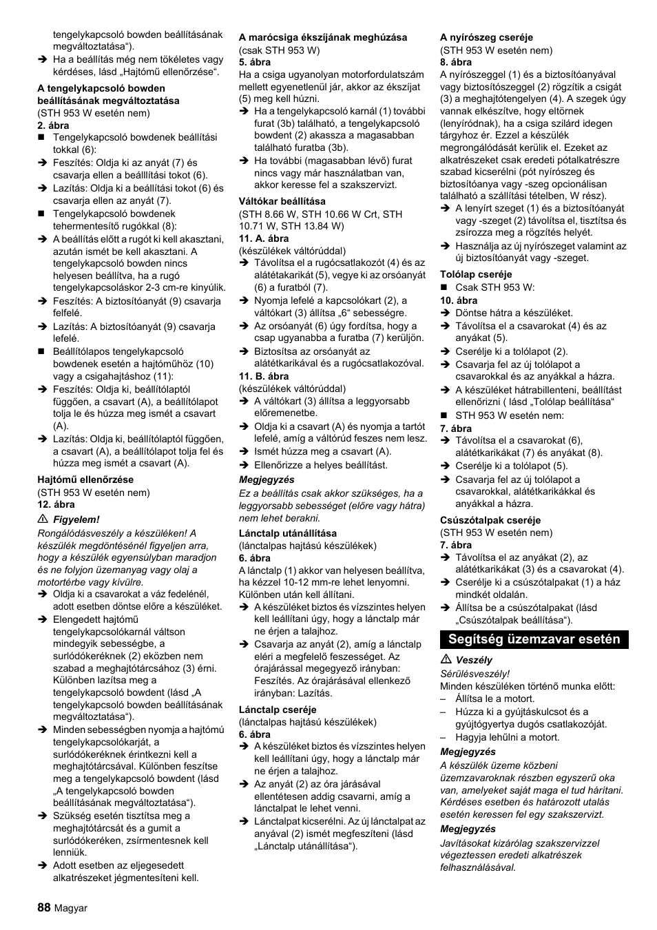 Segítség üzemzavar esetén | Karcher STH 10-76 W User Manual | Page 88 / 143