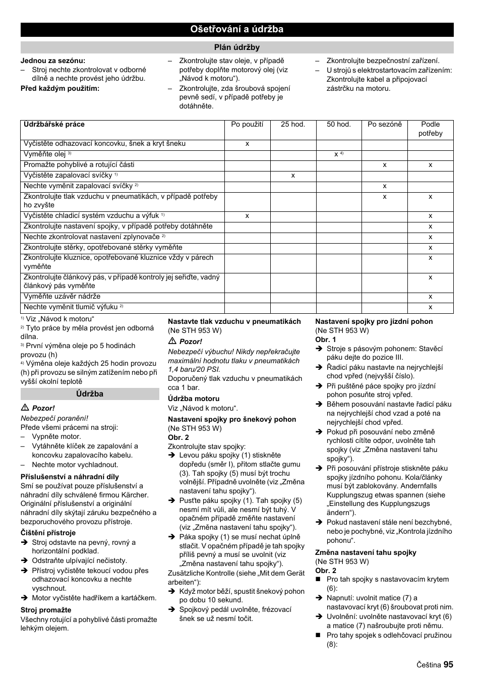 Ošetřování a údržba | Karcher STH 10-76 W User Manual | Page 95 / 143