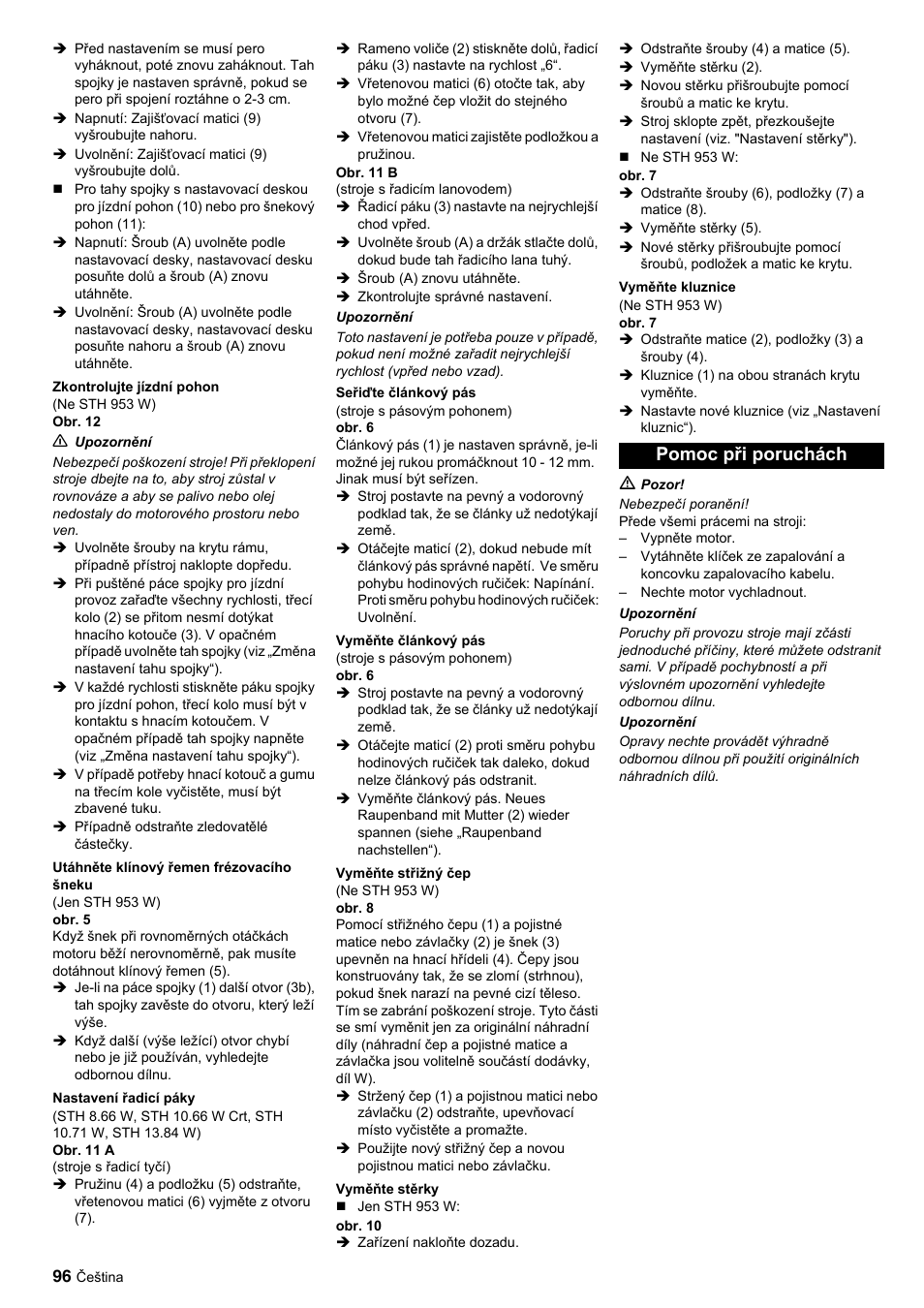 Pomoc při poruchách | Karcher STH 10-76 W User Manual | Page 96 / 143