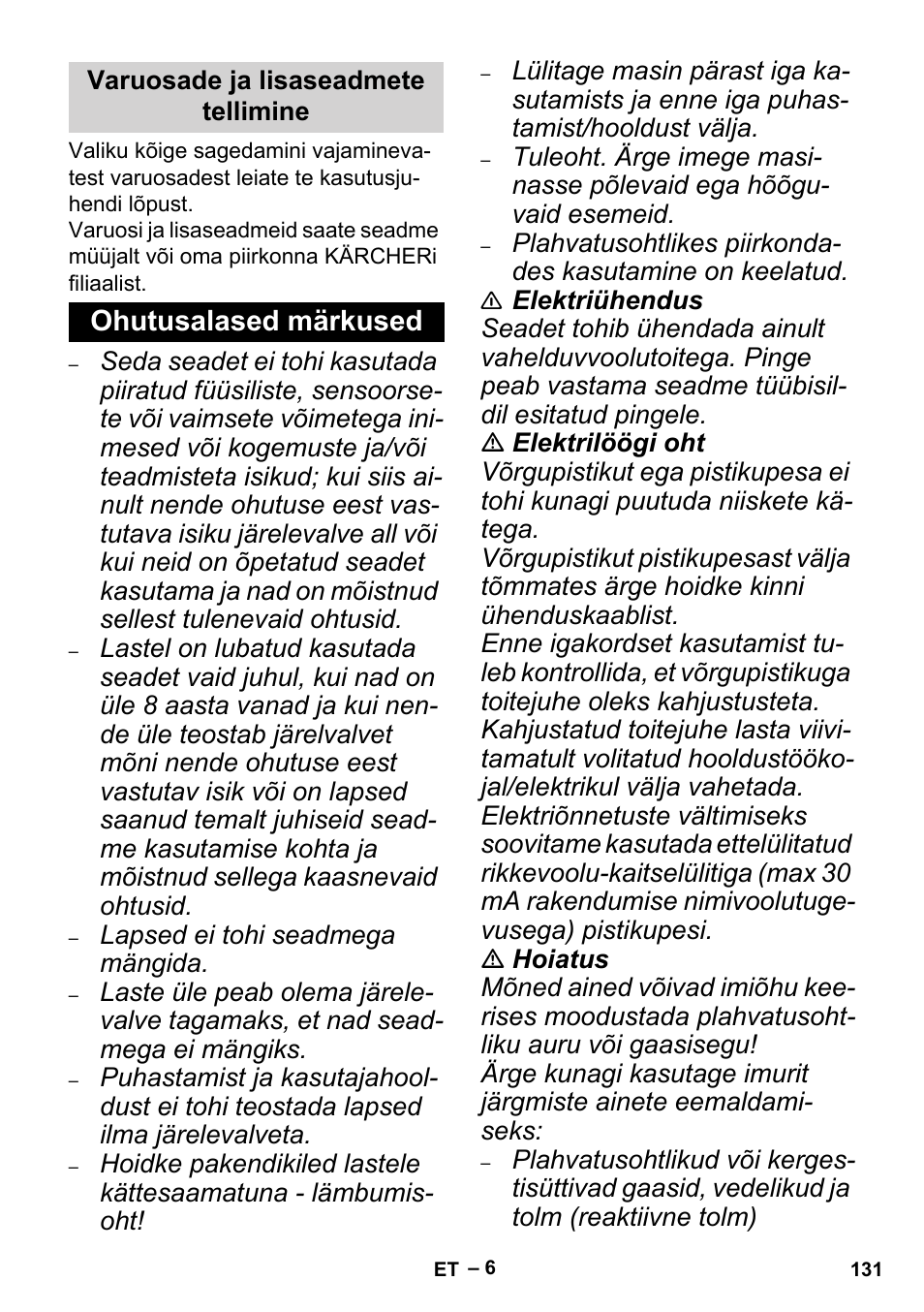 Karcher MV 2 User Manual | Page 131 / 166