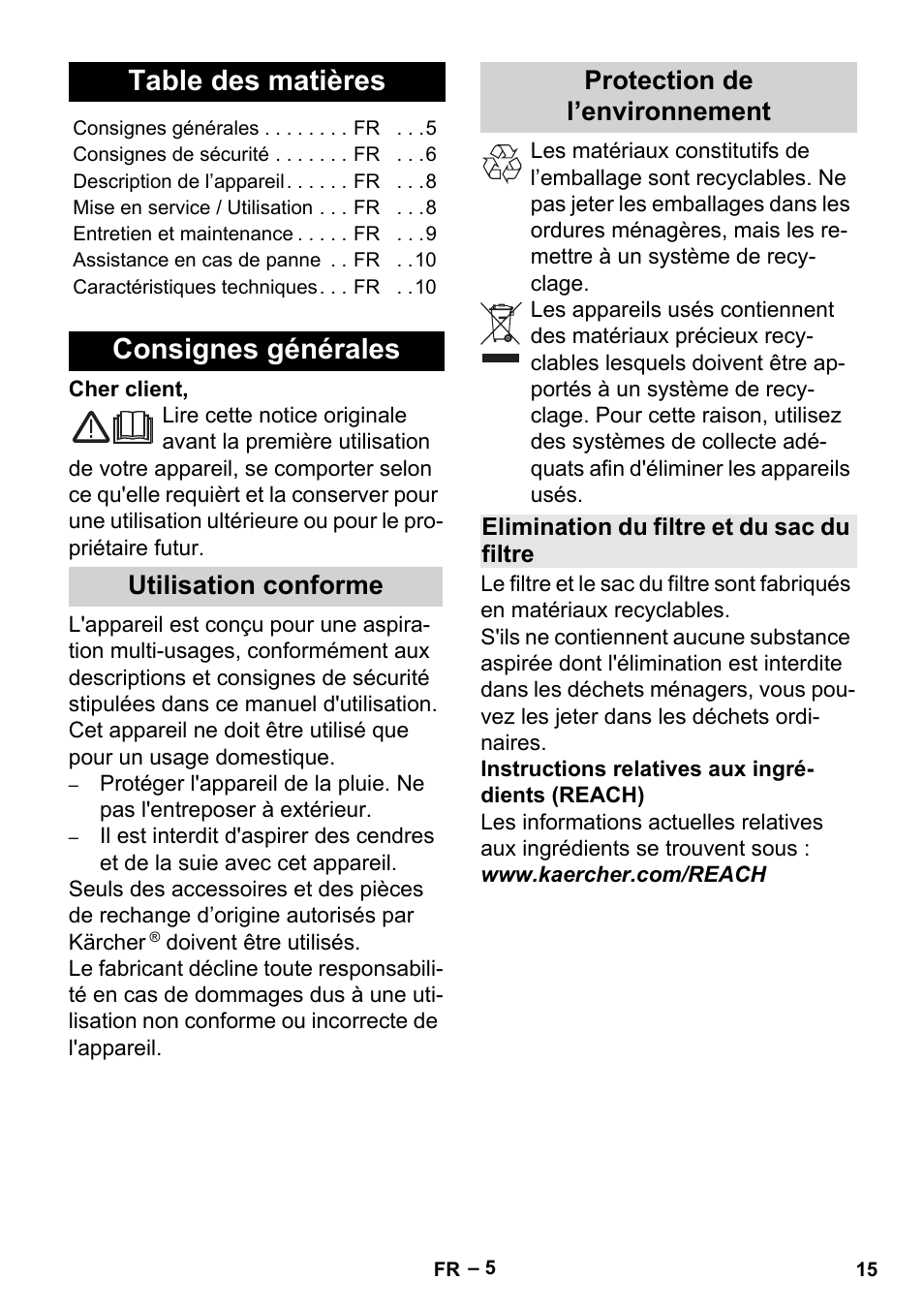 Karcher MV 2 User Manual | Page 15 / 166