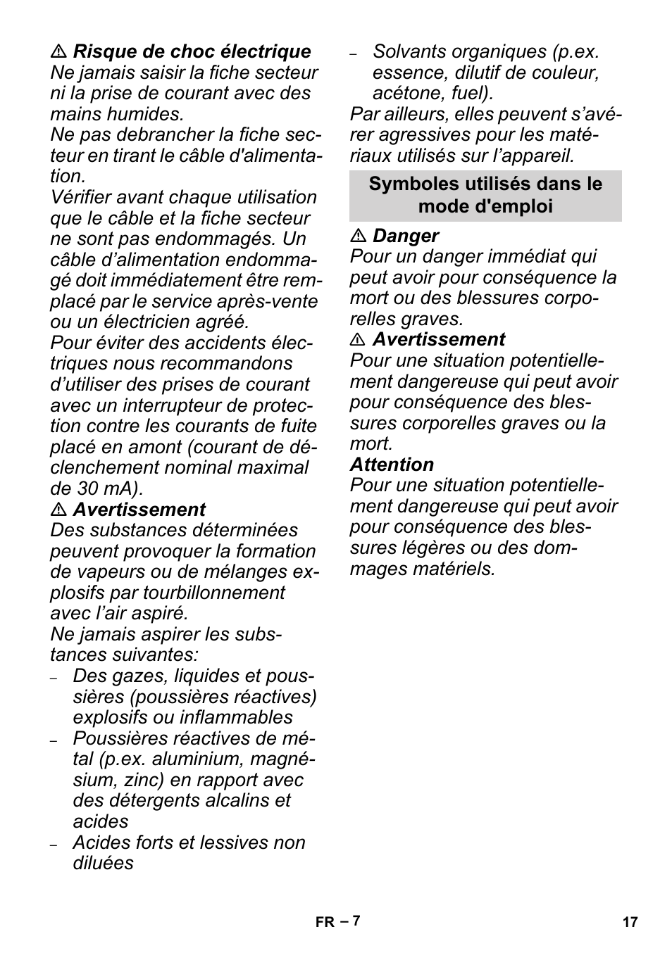 Karcher MV 2 User Manual | Page 17 / 166