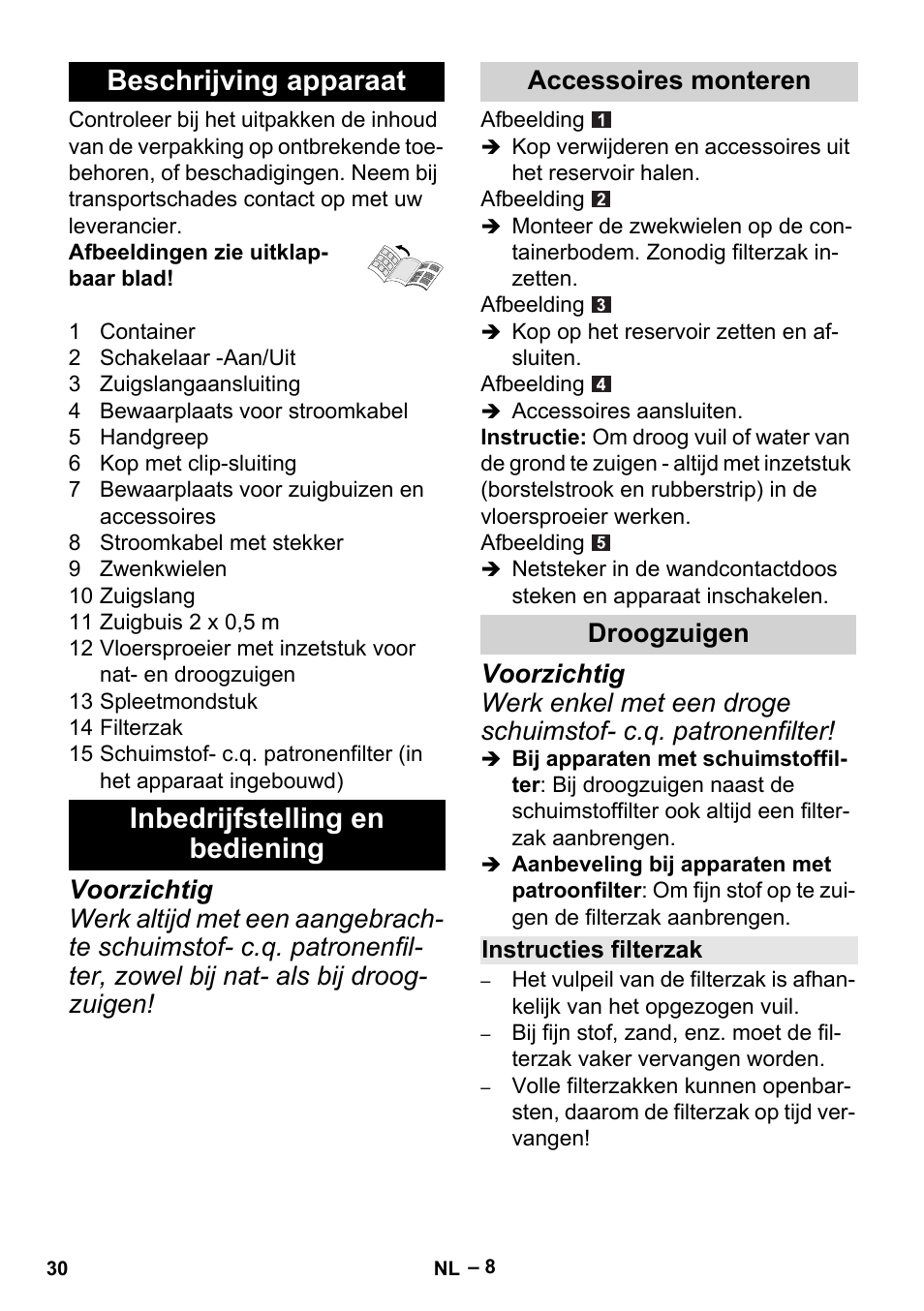 Accessoires monteren droogzuigen | Karcher MV 2 User Manual | Page 30 / 166