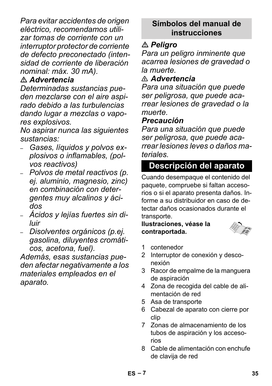 Descripción del aparato | Karcher MV 2 User Manual | Page 35 / 166