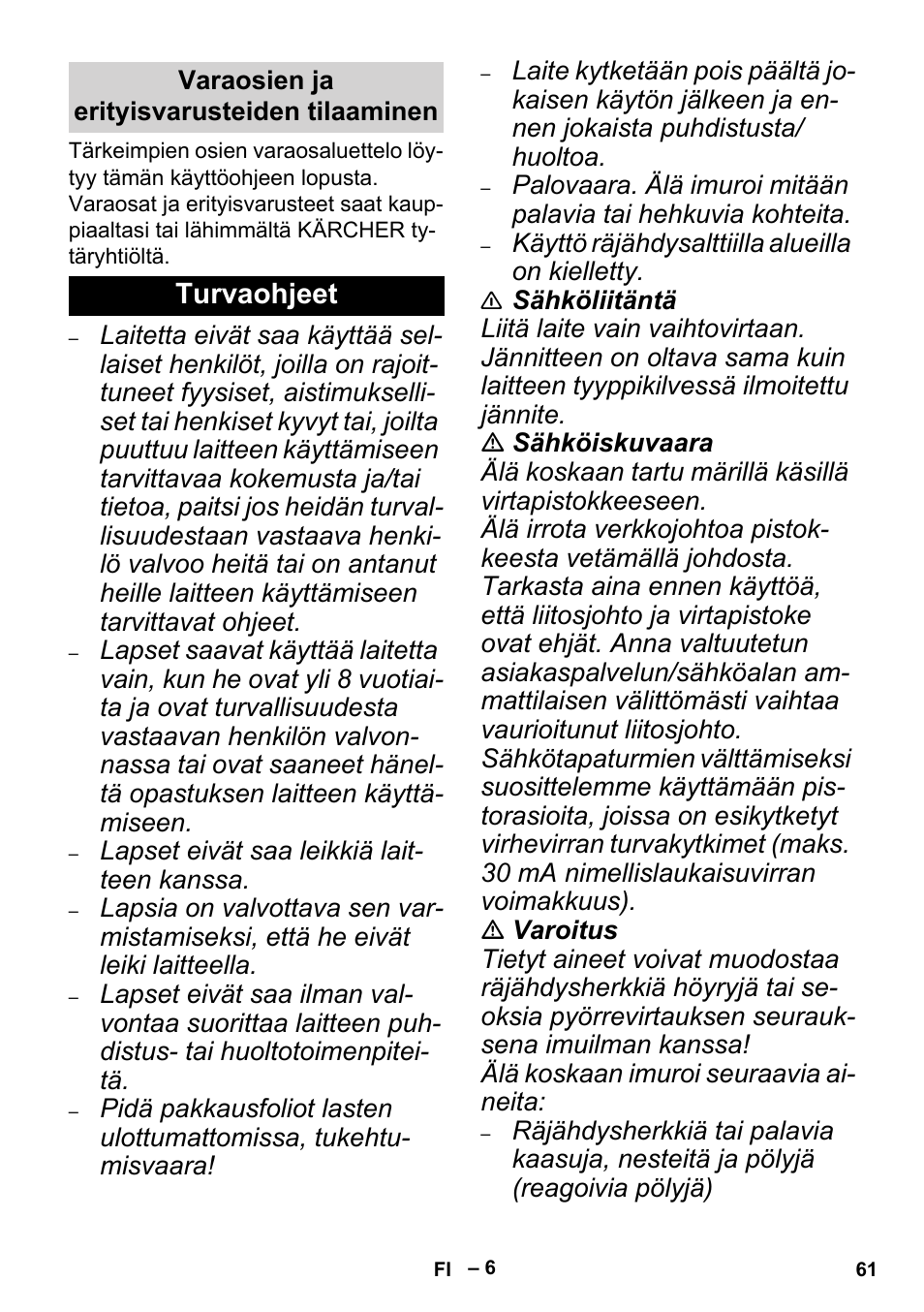 Karcher MV 2 User Manual | Page 61 / 166