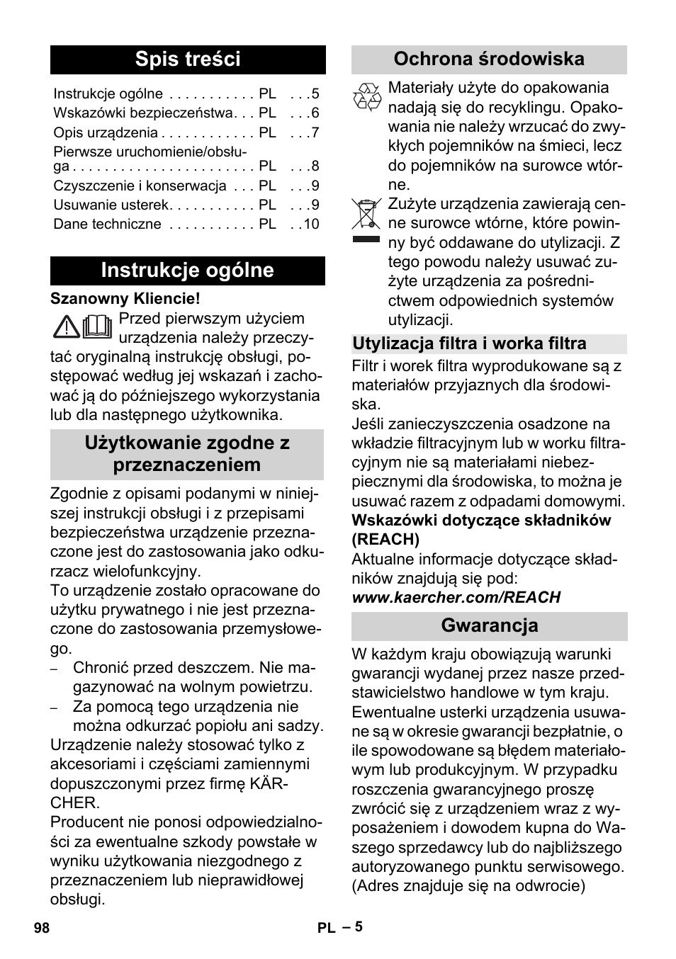 Karcher MV 2 User Manual | Page 98 / 166