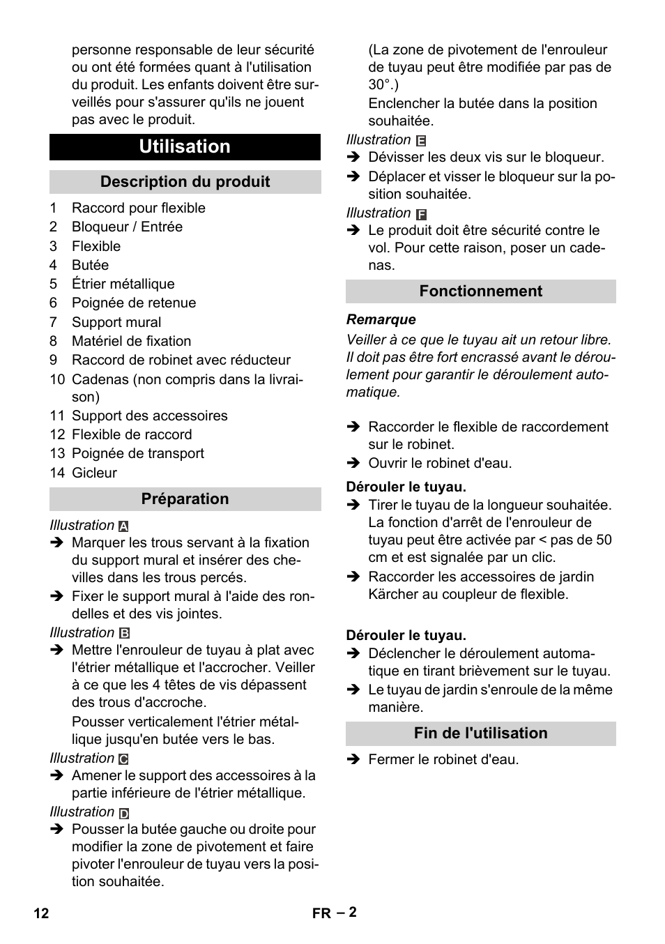 Utilisation | Karcher Autoreel User Manual | Page 12 / 90