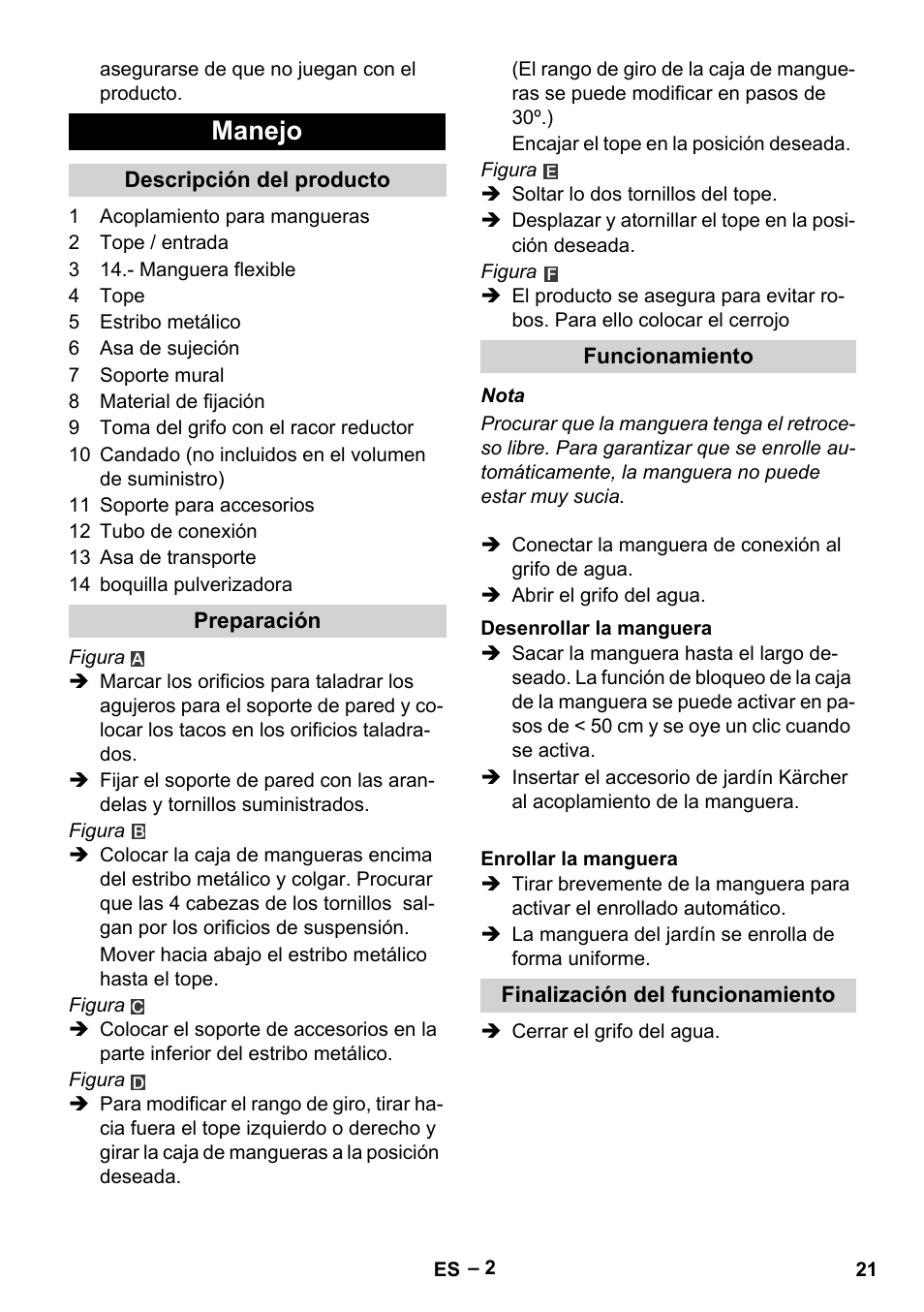 Manejo | Karcher Autoreel User Manual | Page 21 / 90