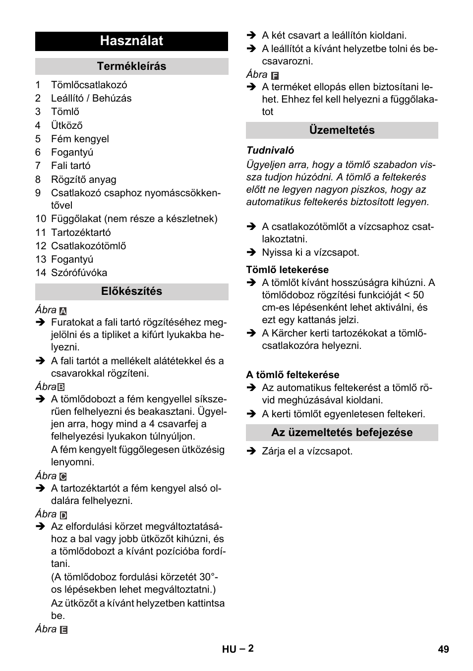 Használat | Karcher Autoreel User Manual | Page 49 / 90