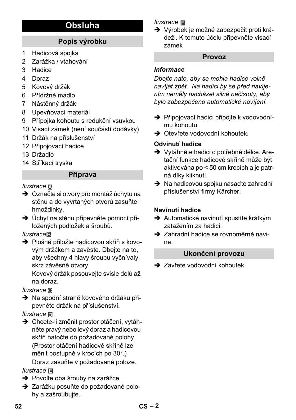 Obsluha | Karcher Autoreel User Manual | Page 52 / 90